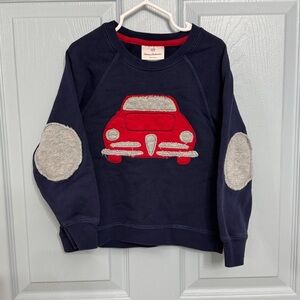 Hanna Andersson Navy Blue Appliqué Sweatshirt Red Vintage Car Elbow Patch 110 5